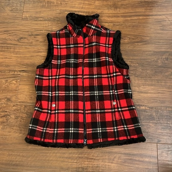 Woolrich Women’s Zip Up Faux Fur Lined Wool Vest, Sz. Medium - Picture 2 of 11